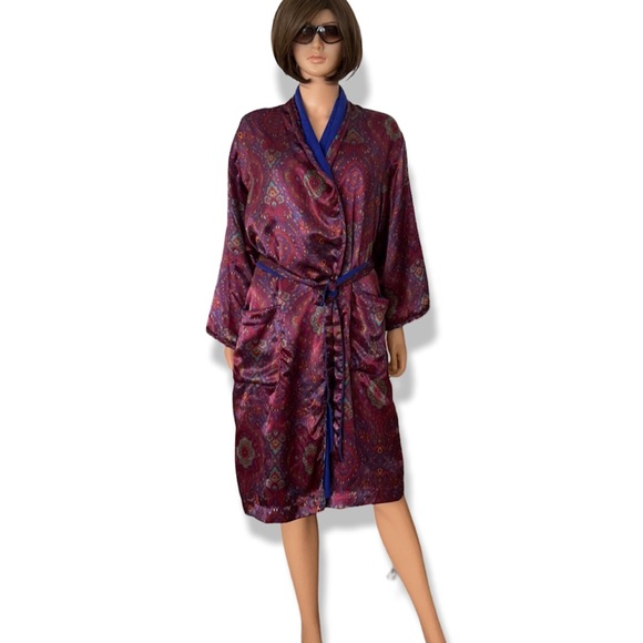 Vintage Victoria Secret paisley terry cotton satin robe - Picture 11 of 12